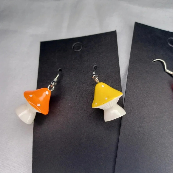 2 pair handmade mushroom and bear earrings - Picture 2 of 4